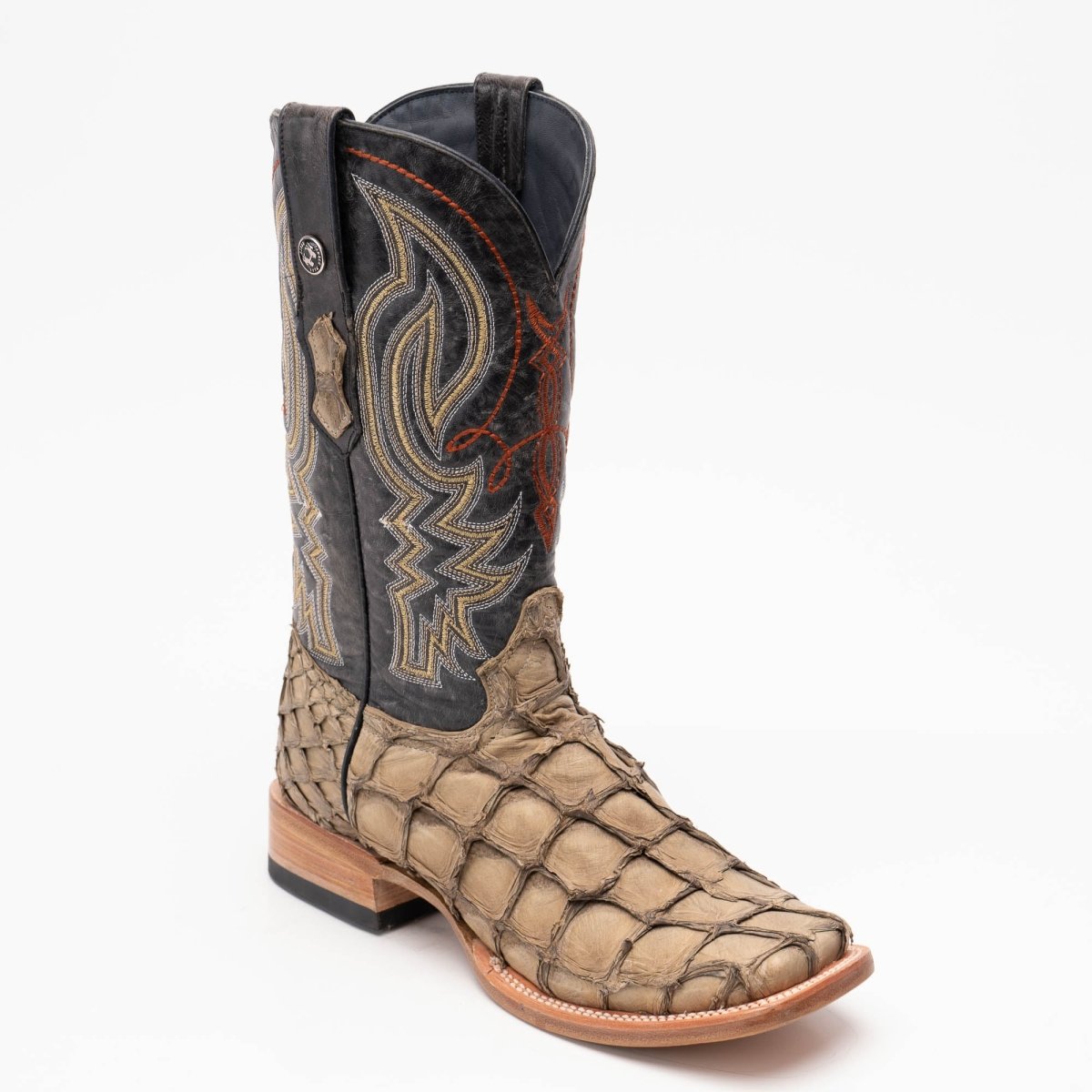 TANNER MARK MEN'S EXOTIC LEATHER Monster Fish Sand Dune Cowboy Boots EE - WIDE - Rancho Sementalvariable
