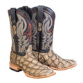 TANNER MARK MEN'S EXOTIC LEATHER Monster Fish Sand Dune Cowboy Boots EE - WIDE - Rancho Sementalvariable