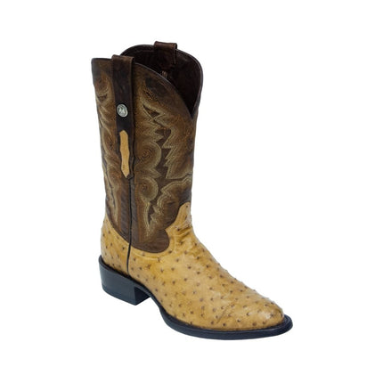 TANNER MARK MEN'S EXOTIC LEATHER Ostrich Antique Cowboy Boots - Rancho Sementalvariable