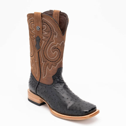 TANNER MARK MEN'S EXOTIC LEATHER Ostrich Black Cowboy Boots ATX - Rancho Sementalvariable