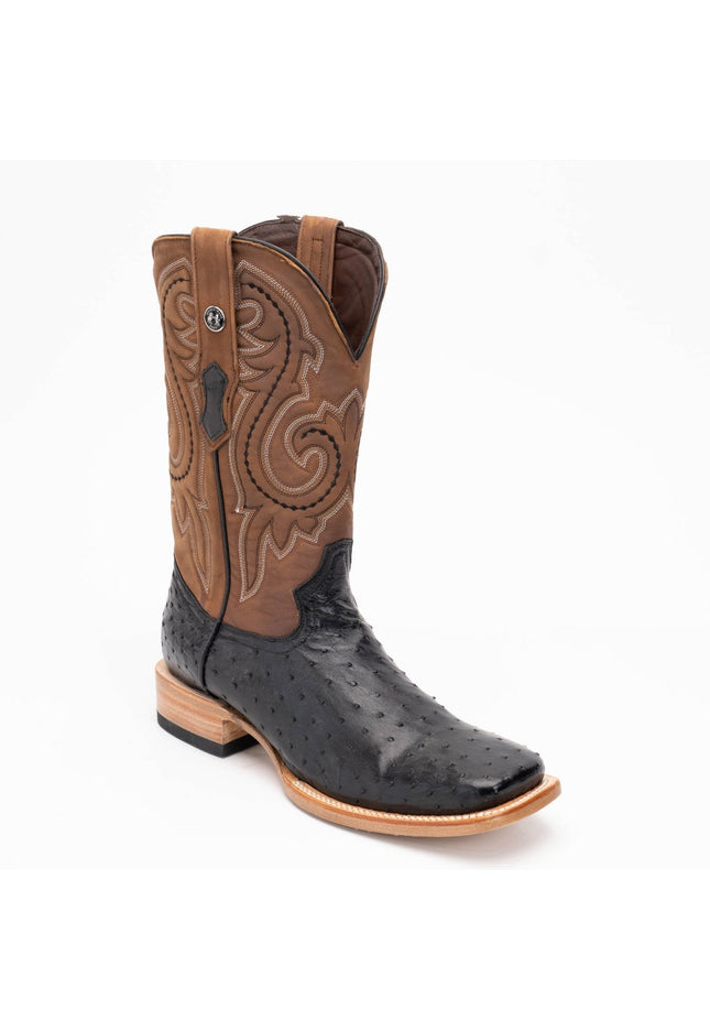TANNER MARK MEN'S EXOTIC LEATHER Ostrich Black Cowboy Boots ATX - Rancho Sementalvariable