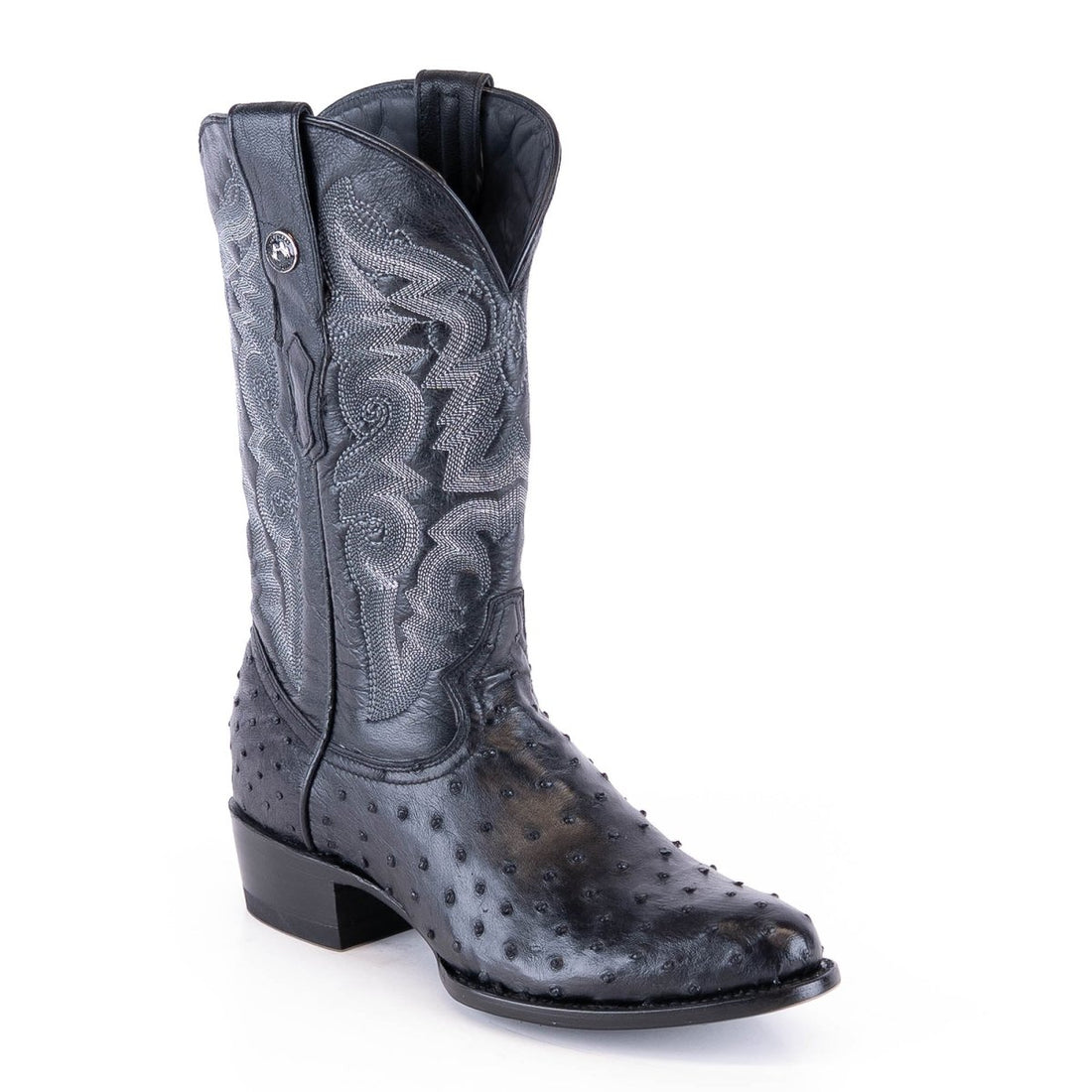 TANNER MARK MEN'S EXOTIC LEATHER Ostrich Black Cowboy Boots - Rancho Sementalvariable