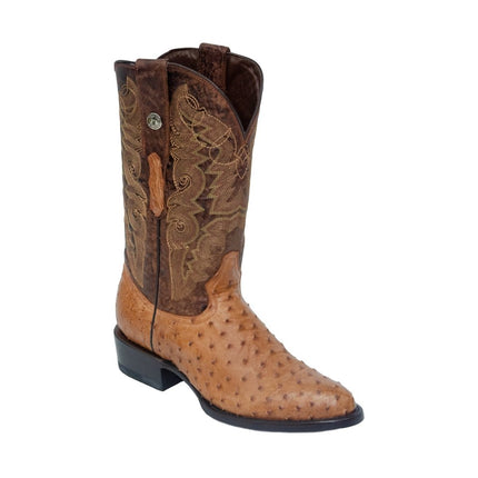 TANNER MARK MEN'S EXOTIC LEATHER Ostrich Brandy Cowboy Boots - Rancho Sementalvariable