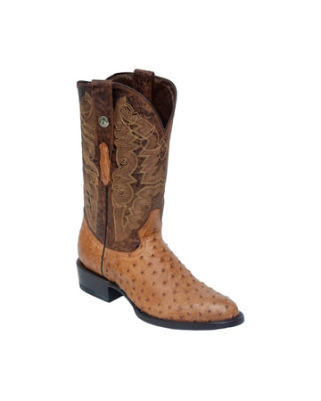 TANNER MARK MEN'S EXOTIC LEATHER Ostrich Brandy Cowboy Boots - Rancho Sementalvariable