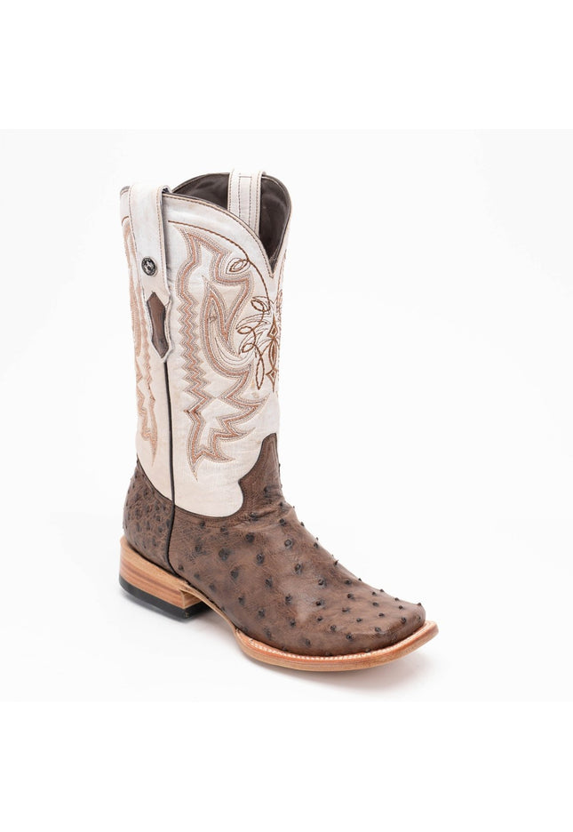 TANNER MARK MEN'S EXOTIC LEATHER Ostrich CC Nicotine Cowboy Boots EE - WIDE - Rancho Sementalvariable