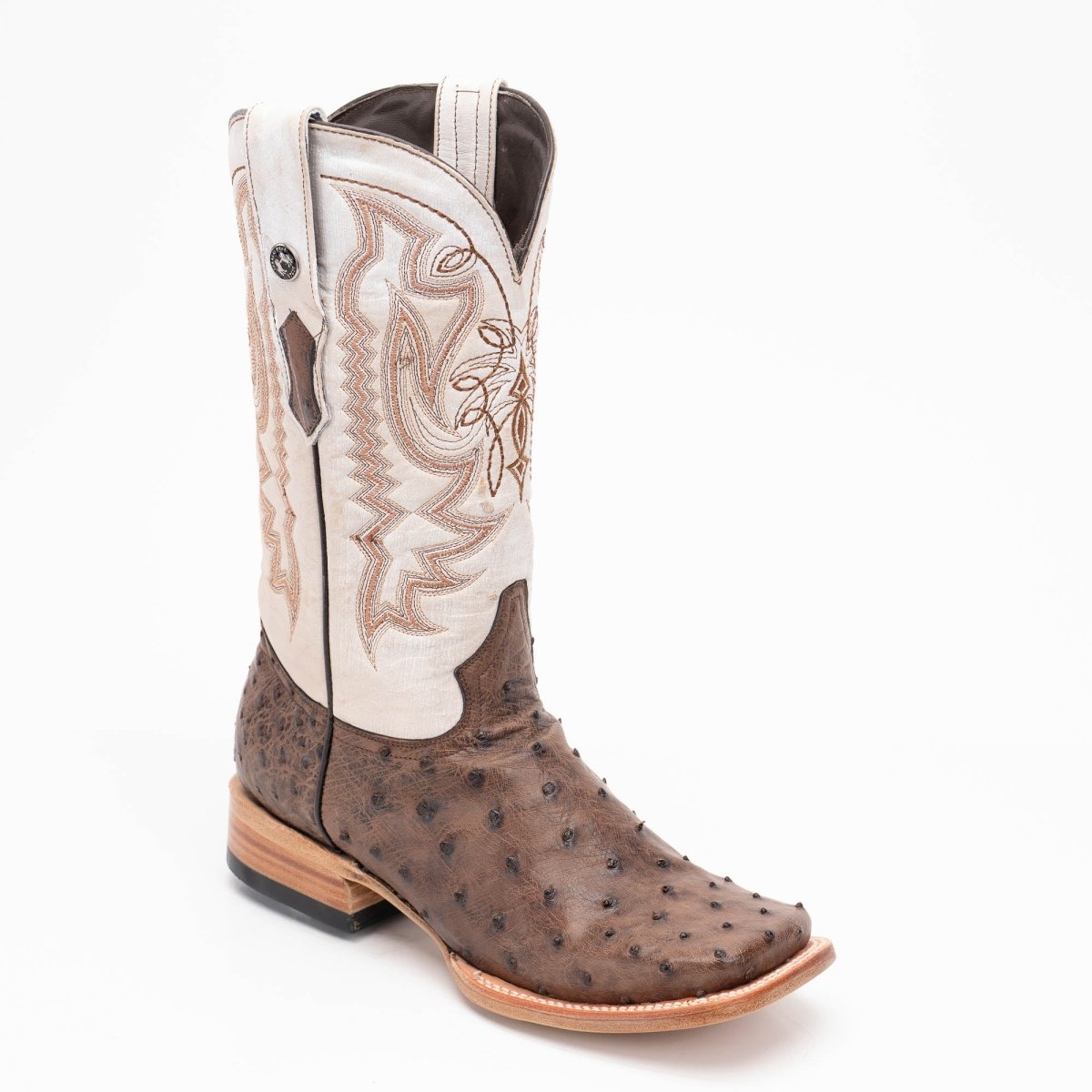 TANNER MARK MEN'S EXOTIC LEATHER Ostrich CC Nicotine Cowboy Boots EE - WIDE - Rancho Sementalvariable