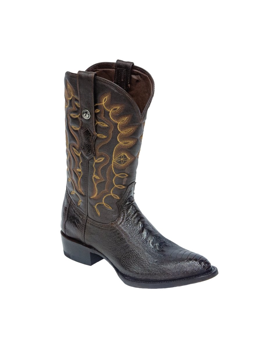 TANNER MARK MEN'S EXOTIC LEATHER Ostrich Leg Brown Cowboy Boots - Rancho Sementalvariable