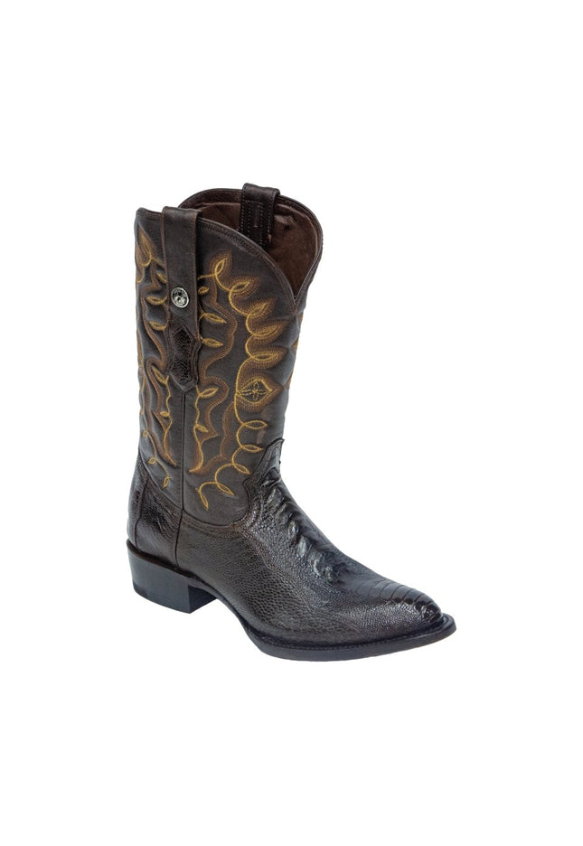 TANNER MARK MEN'S EXOTIC LEATHER Ostrich Leg Brown Cowboy Boots - Rancho Sementalvariable