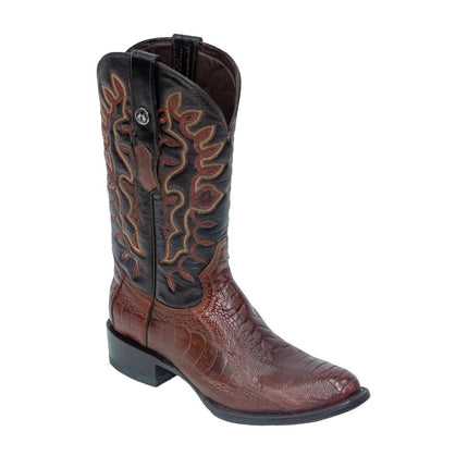 TANNER MARK MEN'S EXOTIC LEATHER Ostrich Leg Cognac Cowboy Boots - Rancho Sementalvariable