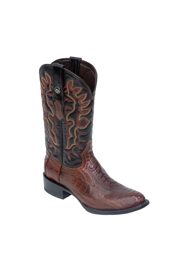 TANNER MARK MEN'S EXOTIC LEATHER Ostrich Leg Cognac Cowboy Boots - Rancho Sementalvariable