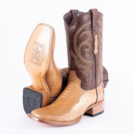 TANNER MARK MEN'S EXOTIC LEATHER Ostrich Leg MD Antique Cowboy Boots - Rancho Sementalvariable