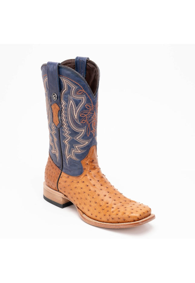 TANNER MARK MEN'S EXOTIC LEATHER Ostrich MD Brandy Cowboy Boots - Rancho Sementalvariable