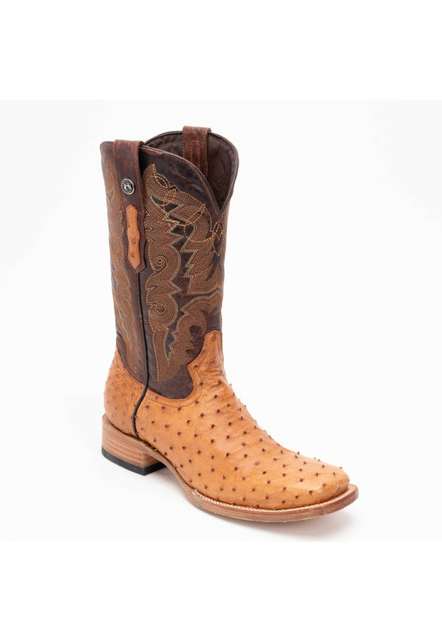 TANNER MARK MEN'S EXOTIC LEATHER Ostrich MD Brandy Cowboy Boots - Rancho Sementalvariable