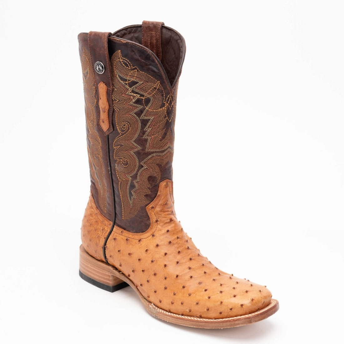 TANNER MARK MEN'S EXOTIC LEATHER Ostrich MD Brandy Cowboy Boots - Rancho Sementalvariable
