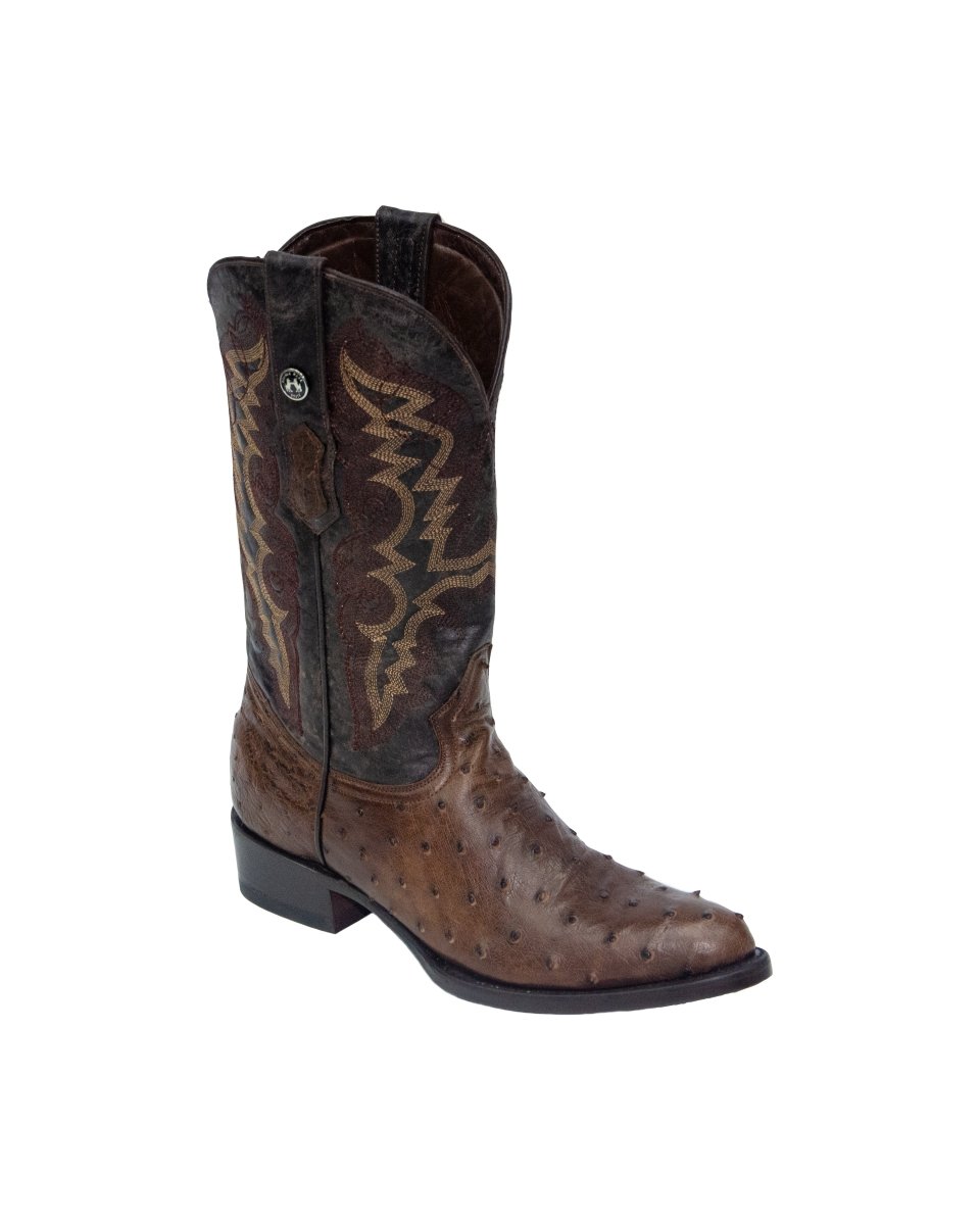 TANNER MARK MEN'S EXOTIC LEATHER Ostrich MD Nicotine Cowboy Boots - Rancho Sementalvariable