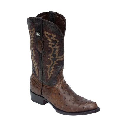 TANNER MARK MEN'S EXOTIC LEATHER Ostrich MD Nicotine Cowboy Boots - Rancho Sementalvariable