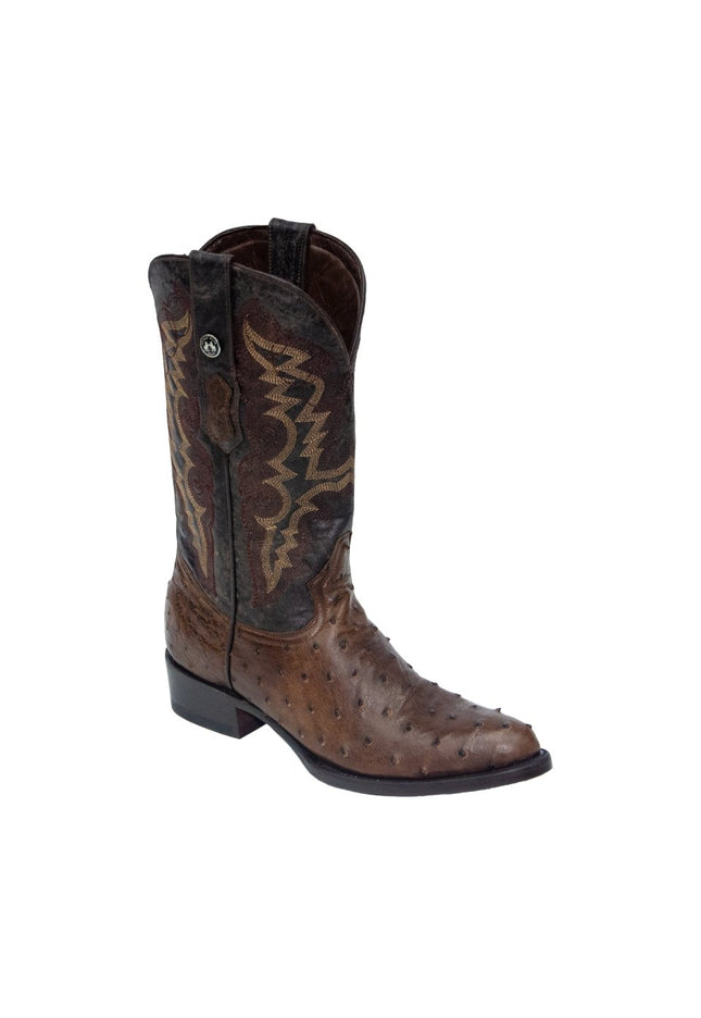 TANNER MARK MEN'S EXOTIC LEATHER Ostrich MD Nicotine Cowboy Boots - Rancho Sementalvariable
