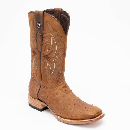 TANNER MARK MEN'S EXOTIC LEATHER Ostrich Pull Up Antique Cowboy Boots - Rancho Sementalvariable