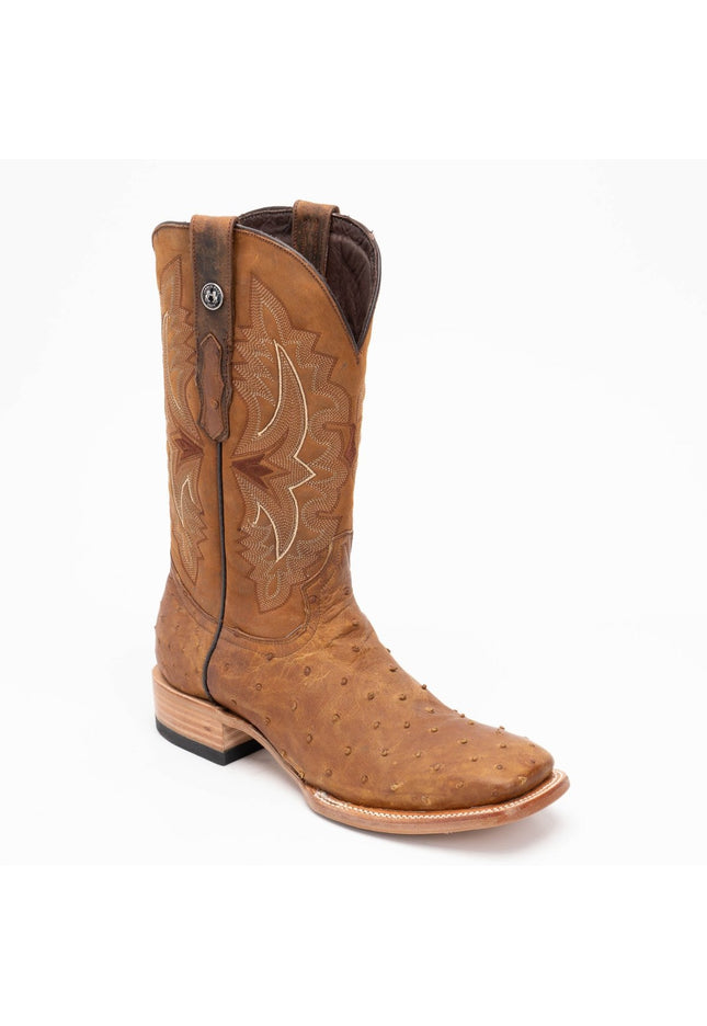 TANNER MARK MEN'S EXOTIC LEATHER Ostrich Pull Up Antique Cowboy Boots - Rancho Sementalvariable