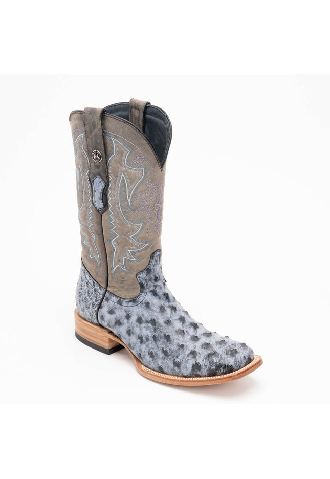 TANNER MARK MEN'S EXOTIC LEATHER Ostrich Rio Grande Black Cowboy Boots - Rancho Sementalvariable