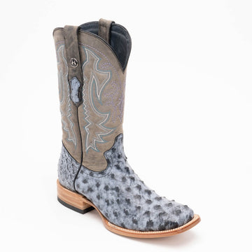 TANNER MARK MEN'S EXOTIC LEATHER Ostrich Rio Grande Black Cowboy Boots - Rancho Sementalvariable