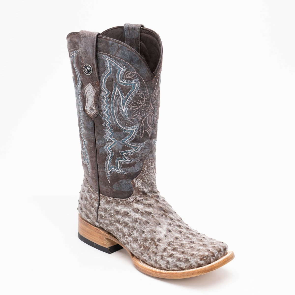 TANNER MARK MEN'S EXOTIC LEATHER Ostrich Rio Grande Brown Cowboy Boots EE - WIDE - Rancho Sementalvariable