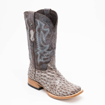 TANNER MARK MEN'S EXOTIC LEATHER Ostrich Rio Grande Brown Cowboy Boots EE - WIDE - Rancho Sementalvariable