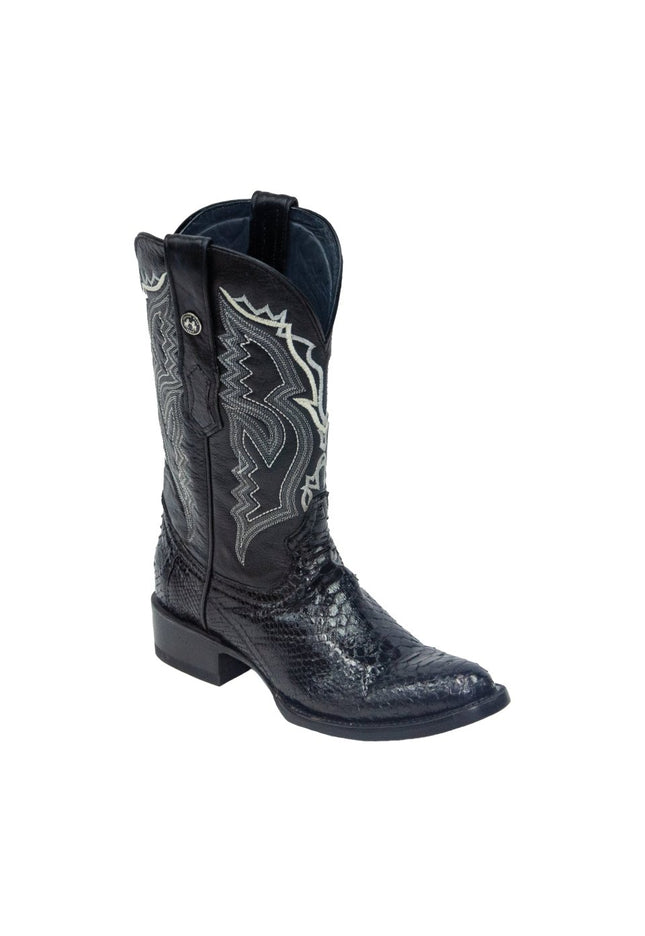 TANNER MARK MEN'S EXOTIC LEATHER Python Black Cowboy Boots - Rancho Sementalvariable