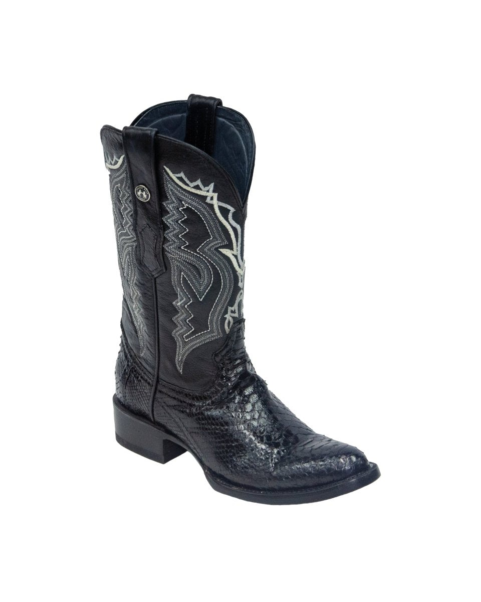 TANNER MARK MEN'S EXOTIC LEATHER Python Black Cowboy Boots - Rancho Sementalvariable