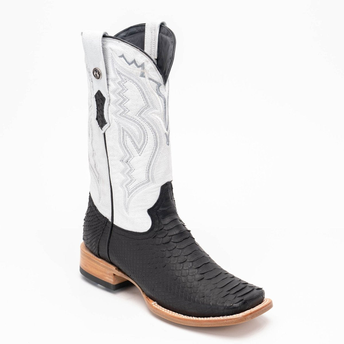 TANNER MARK MEN'S EXOTIC LEATHER Python Black Matte Cowboy Boots EE - WIDE - Rancho Sementalvariable
