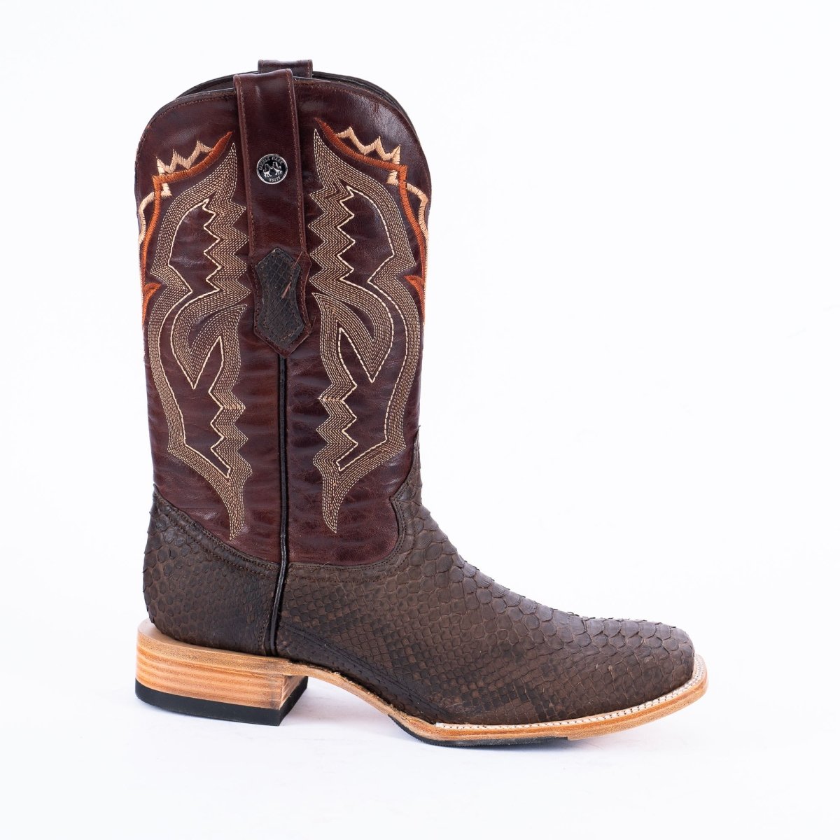 TANNER MARK MEN'S EXOTIC LEATHER Python Matte Brown Cowboy Boots - Rancho Sementalvariable