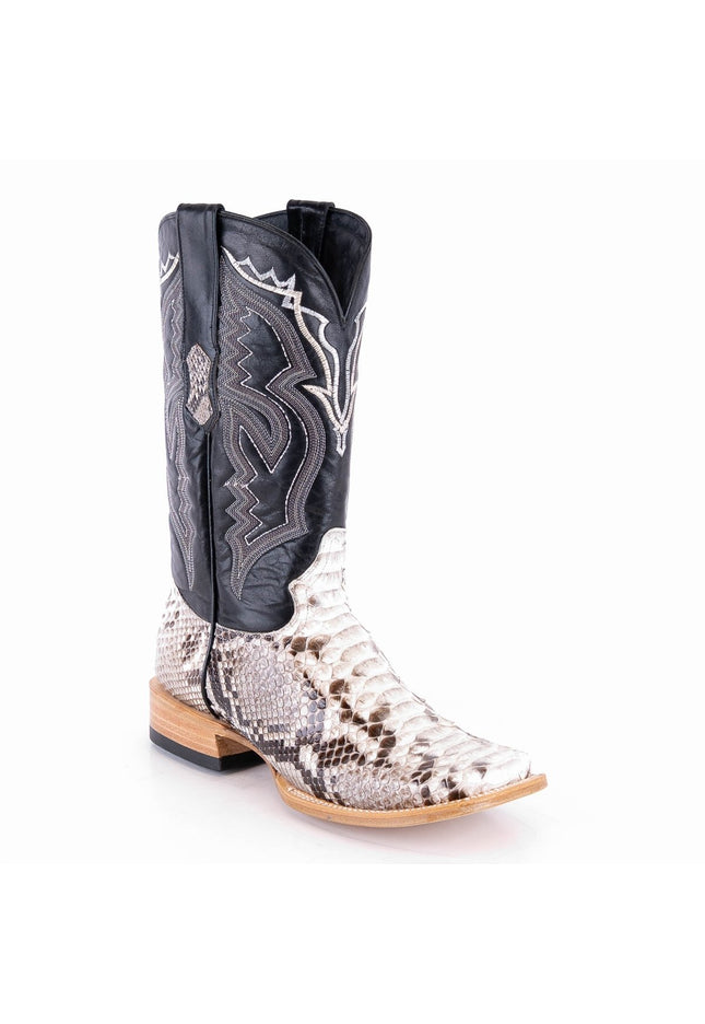 TANNER MARK MEN'S EXOTIC LEATHER Python Natural Cowboy Boots EE - WIDE - Rancho Sementalvariable