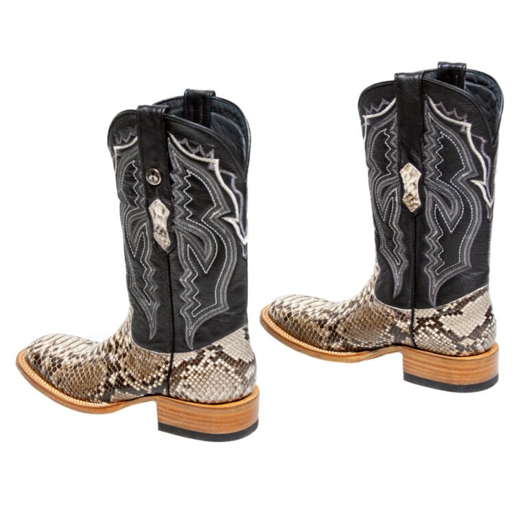 TANNER MARK MEN'S EXOTIC LEATHER Python Natural Western Boots With Kabul Black Top - Rancho Sementalvariable