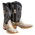 TANNER MARK MEN'S EXOTIC LEATHER Python Natural Western Boots With Kabul Black Top - Rancho Sementalvariable