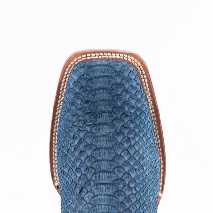 TANNER MARK MEN'S EXOTIC LEATHER Python Nobuck Blue Cowboy Boots - Rancho Sementalvariable