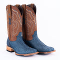 TANNER MARK MEN'S EXOTIC LEATHER Python Nobuck Blue Cowboy Boots - Rancho Sementalvariable