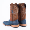 TANNER MARK MEN'S EXOTIC LEATHER Python Nobuck Blue Cowboy Boots - Rancho Sementalvariable