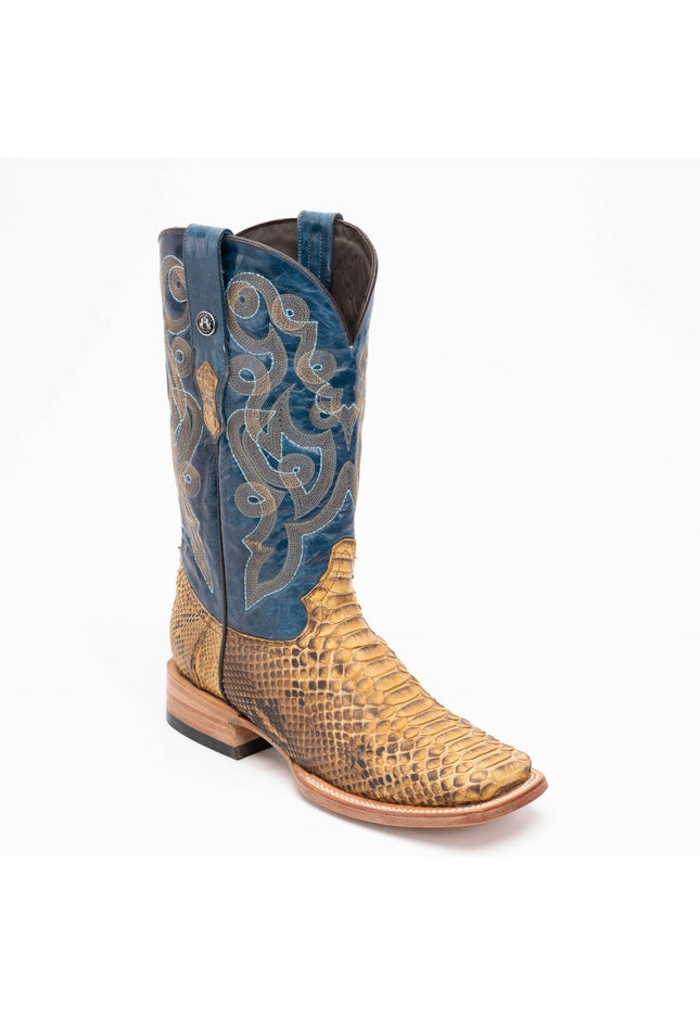 TANNER MARK MEN'S EXOTIC LEATHER Python Pull Up Antique Cowboy Boots EE - WIDE - Rancho Sementalvariable