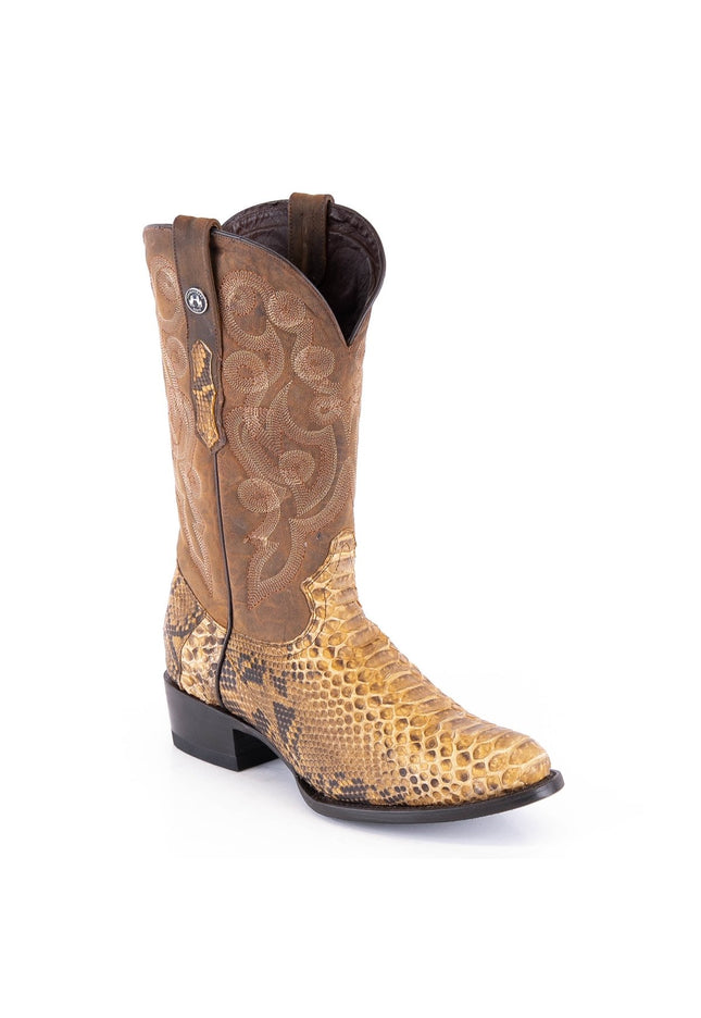 TANNER MARK MEN'S EXOTIC LEATHER Python Pull Up Antique Cowboy Boots - Rancho Sementalvariable