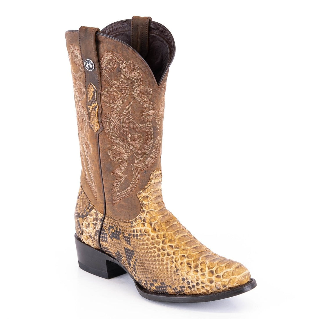 TANNER MARK MEN'S EXOTIC LEATHER Python Pull Up Antique Cowboy Boots - Rancho Sementalvariable