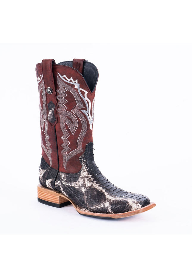 TANNER MARK MEN'S EXOTIC LEATHER Python Satin Slate Cowboy Boots - Rancho Sementalvariable