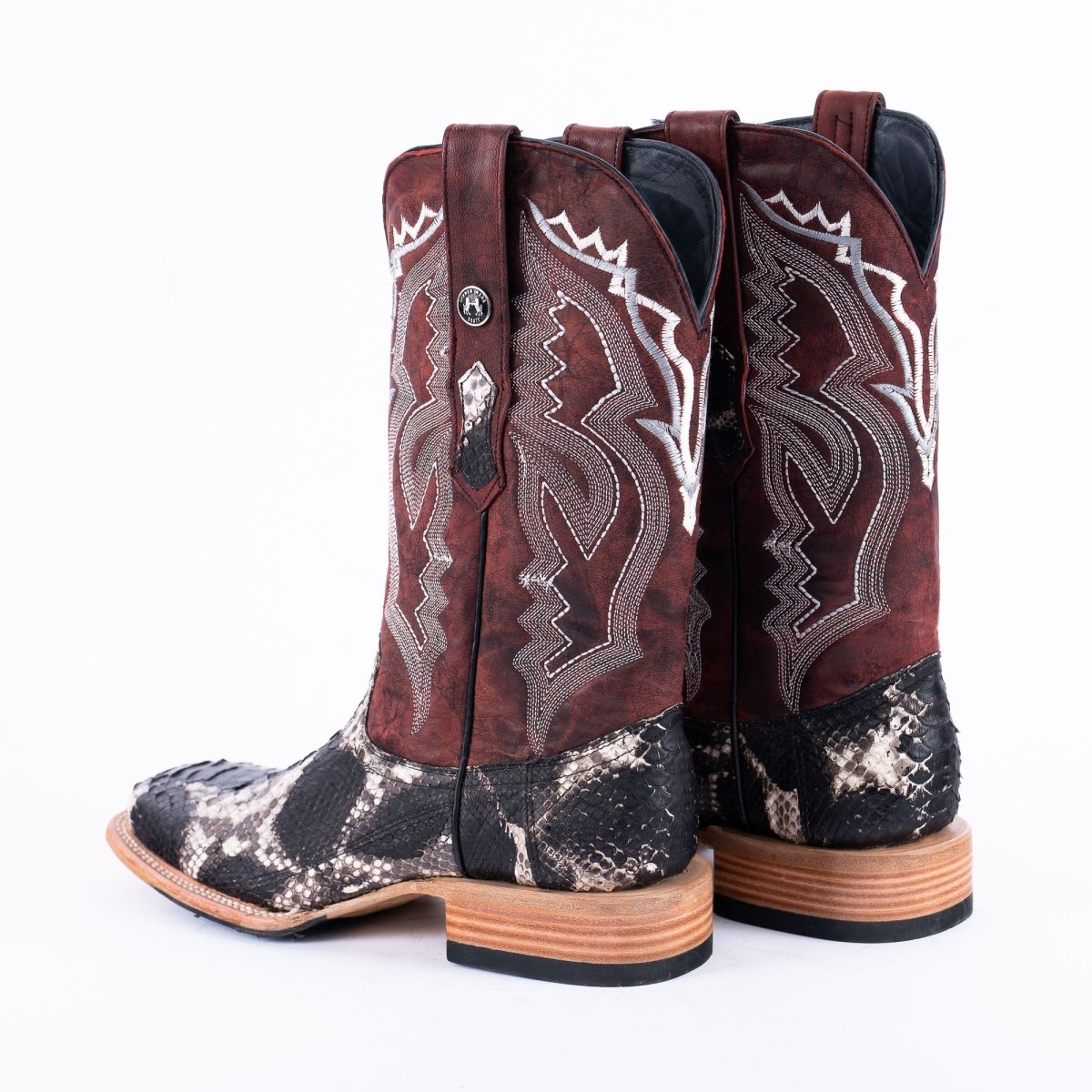 TANNER MARK MEN'S EXOTIC LEATHER Python Satin Slate Cowboy Boots