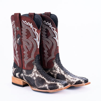 TANNER MARK MEN'S EXOTIC LEATHER Python Satin Slate Cowboy Boots - Rancho Sementalvariable