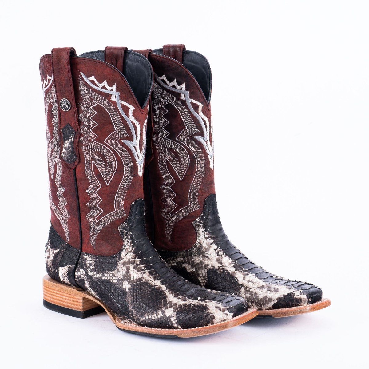 TANNER MARK MEN'S EXOTIC LEATHER Python Satin Slate Cowboy Boots - Rancho Sementalvariable