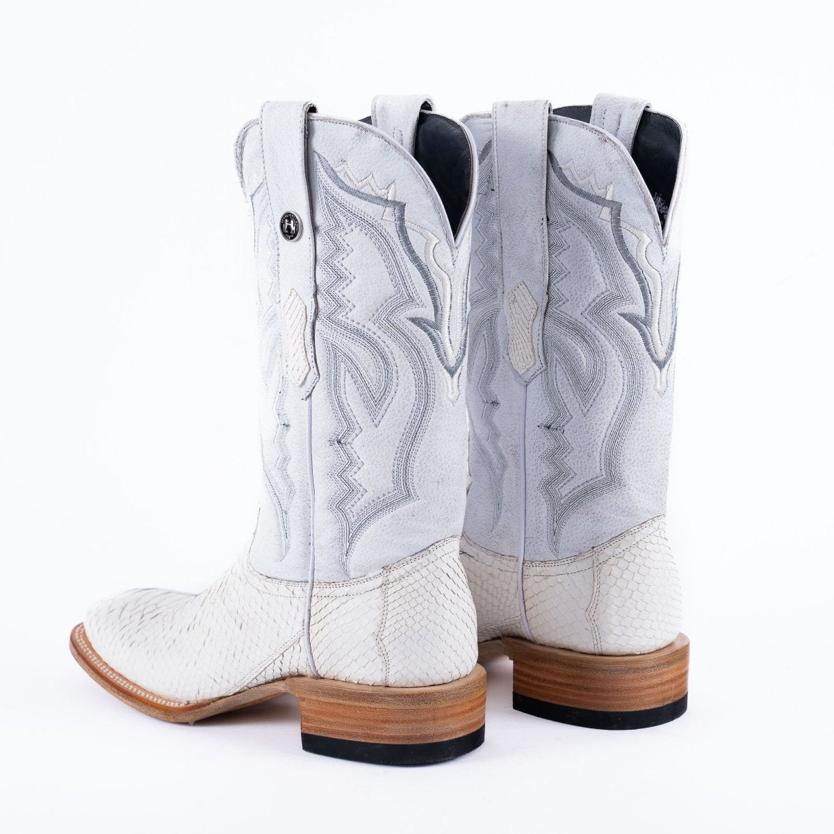 TANNER MARK MEN'S EXOTIC LEATHER Python White Cowboy Boots - Rancho Sementalvariable