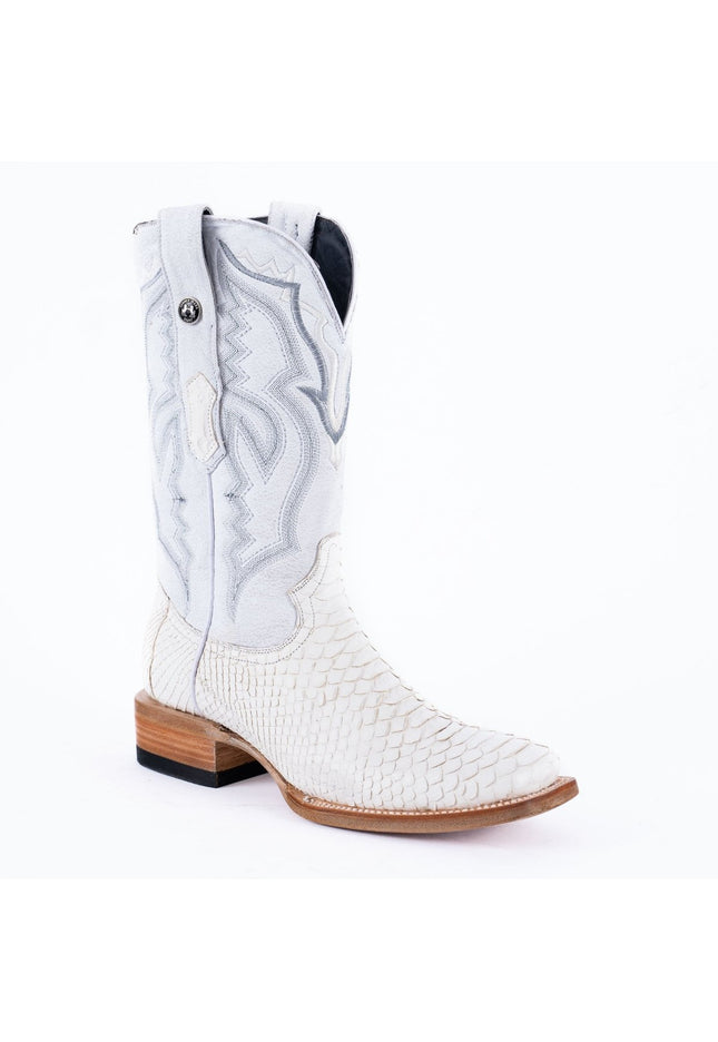 TANNER MARK MEN'S EXOTIC LEATHER Python White Cowboy Boots - Rancho Sementalvariable