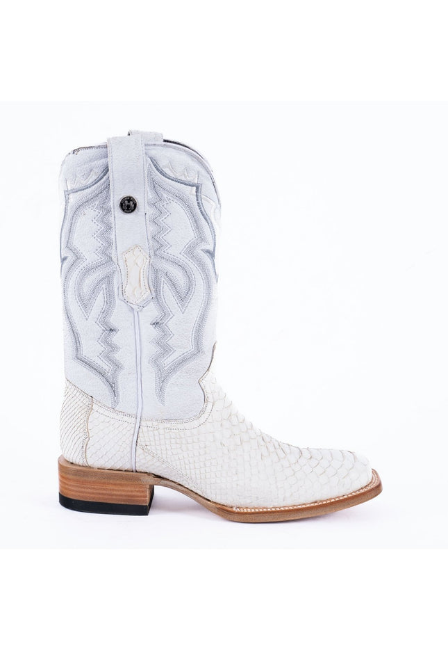 TANNER MARK MEN'S EXOTIC LEATHER Python White Cowboy Boots - Rancho Sementalvariable