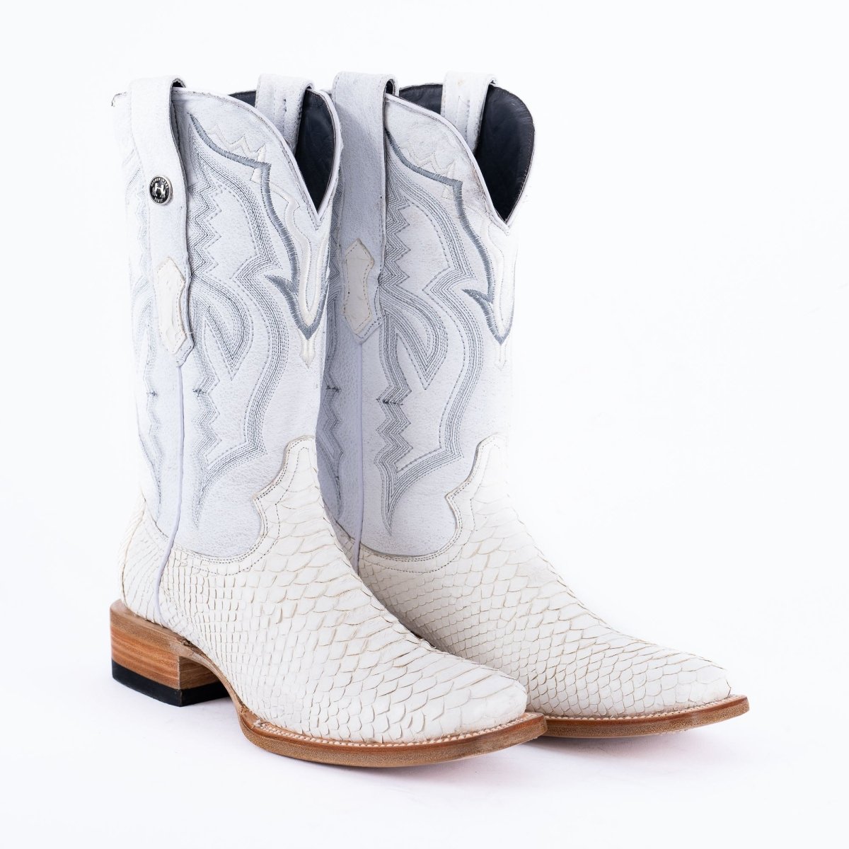 TANNER MARK MEN'S EXOTIC LEATHER Python White Cowboy Boots - Rancho Sementalvariable