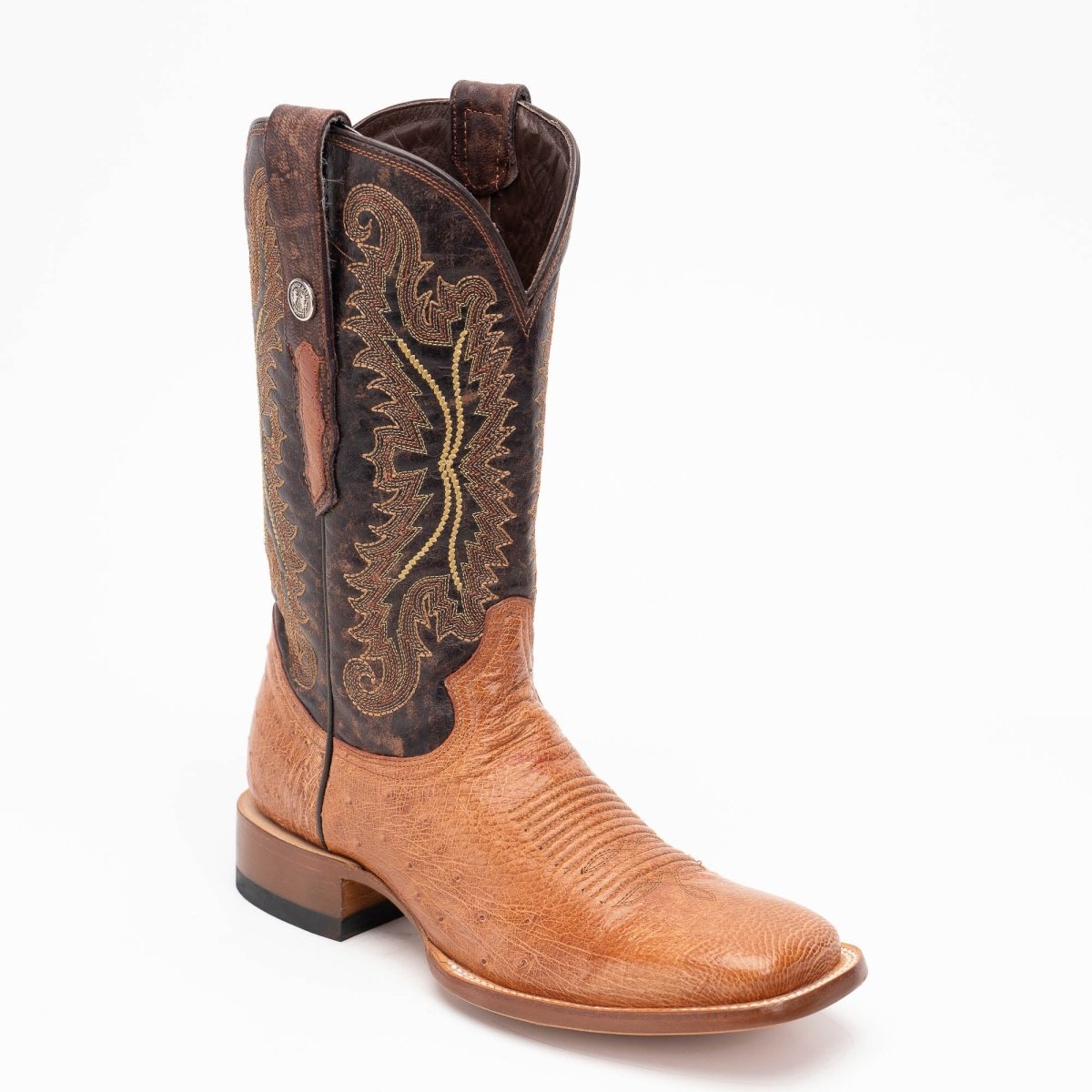 TANNER MARK MEN'S EXOTIC LEATHER Smooth Ostrich MD Brandy Cowboy Boots - Rancho Sementalvariable