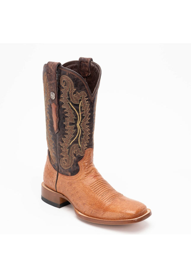 TANNER MARK MEN'S EXOTIC LEATHER Smooth Ostrich MD Brandy Cowboy Boots - Rancho Sementalvariable
